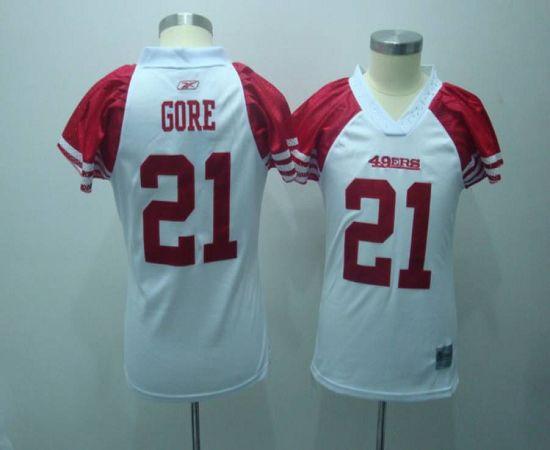 49ers #21 Frank Gore White Women's Field Flirt Stitched NFL Jersey